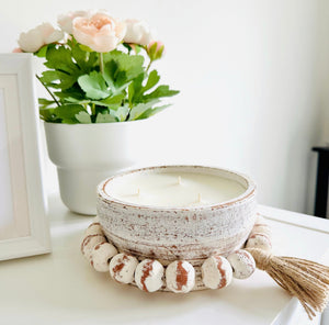 Beadzie Rustic White Bowl Candle
