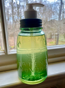 Midget Recycled Green Glass Mason Jar Soap/Lotion Dispenser