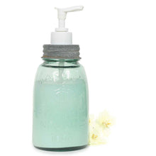 Load image into Gallery viewer, Midget Recycled Green Glass Mason Jar Soap/Lotion Dispenser
